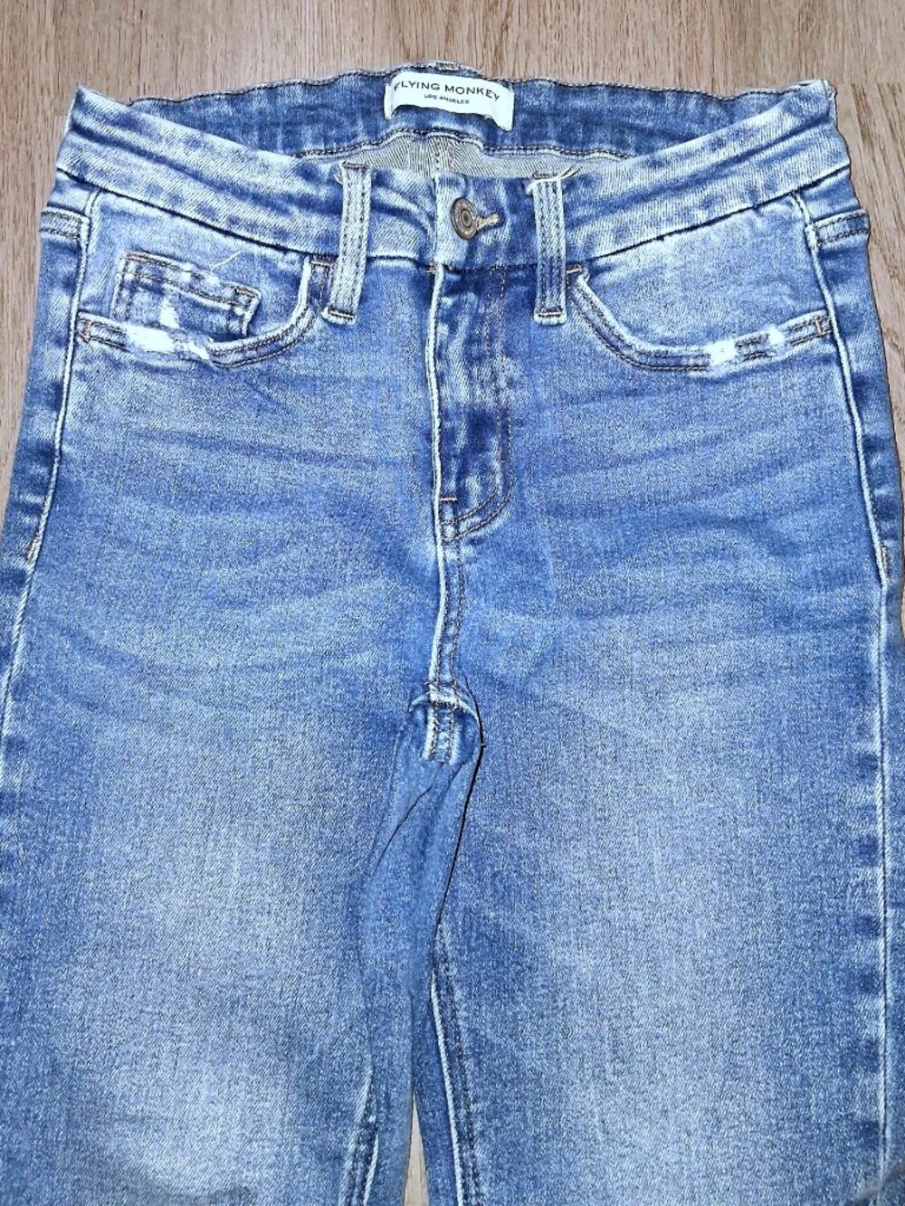 Flying Monkey Mid Rise Ankle Skinny Jeans Size 26 Distressed Denim Medium Wash - Picture 2 of 7